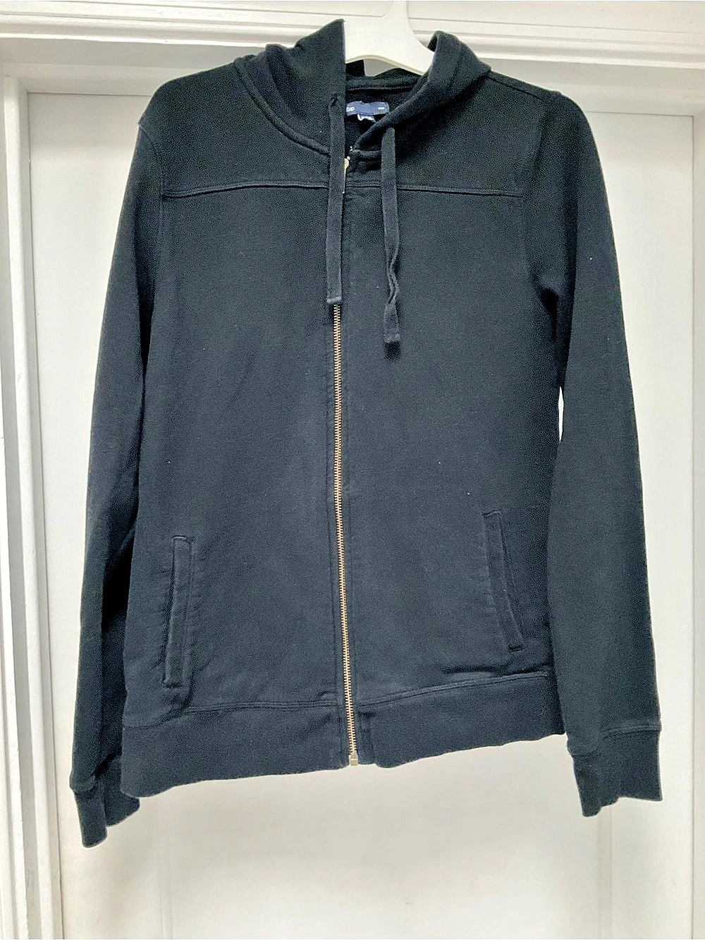 Gap Black Hooded Zip Jacket Size Medium